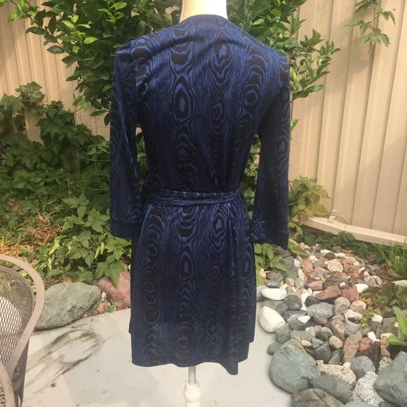 Diane Von Furstenberg Blue Long Sleeve Dress - Picture 5 of 7
